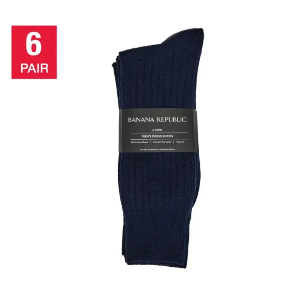 Banana Republic Men's Dress Sock, 6-pair (4 Navy/2 Gray)